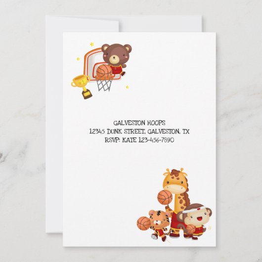 Niedlich Kids Basketball Einladung (Rückseite)