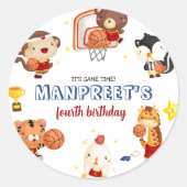 Niedlich Kids Basketball Runder Aufkleber (Vorderseite)