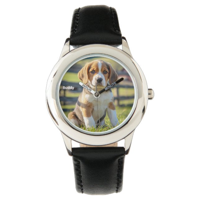 Niedlich Kid's Beagle Personalisiert Armbanduhr (Vorderseite)