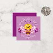Niedlich Kids Bee Valentinstag Mitteilungskarte (Vorderseite/Rückseite Beispiel)