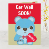 Niedlich Kids Blue Teddy Bär mit Herz bald wieder  Karte (Gelbe Blume)