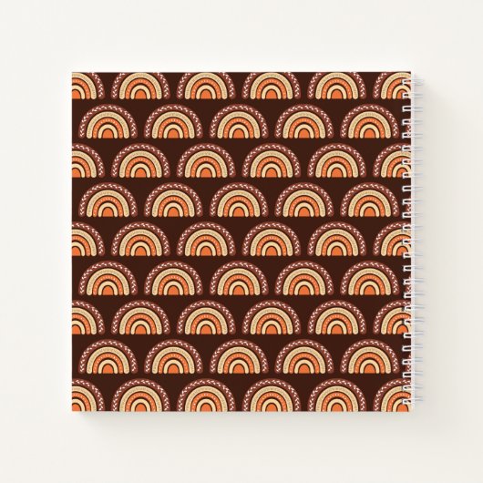 Niedlich Kids Boho Rainbow on Brown Notebook Notizblock (Rückseite)