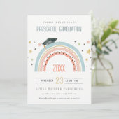 Niedlich Kids Boho Rainbow Stars Preschool Abschlu Einladung (Stehend Vorderseite)