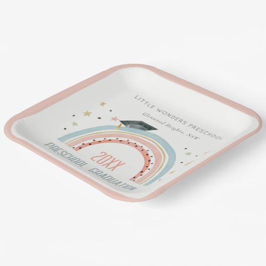 Niedlich Kids Boho Rainbow Stars Preschool Abschlu Pappteller (Gewinkelt)