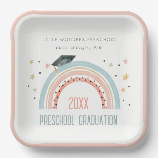 Niedlich Kids Boho Rainbow Stars Preschool Abschlu Pappteller (Vorderseite)