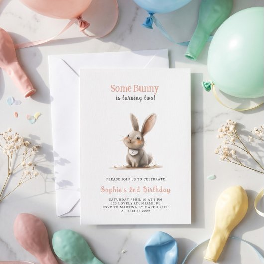 Niedlich Kids Bunny Birthday Party Einladung