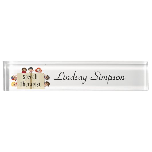 Niedlich Kids Cartoon Buchredetherapeut Namensplakette (Vorderseite)