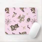 Niedlich Kids Cat Bat Spiole Halloween Muster Mousepad (Mit Mouse)
