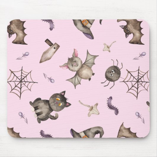 Niedlich Kids Cat Bat Spiole Halloween Muster Mousepad (Vorne)