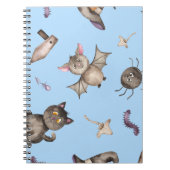 Niedlich Kids Cat Bat Spiole Halloween Muster Notizblock (Vorderseite)