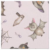 Niedlich Kids Cat Bat Spiole Halloween Muster Stoff (Nahaufnahme)