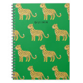 Niedlich Kids Cheetah Leopard Green w/Name Notizblock (Vorderseite)