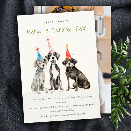 Niedlich Kids Chic Pawty Dog Geburtstagsparty Foto Einladung