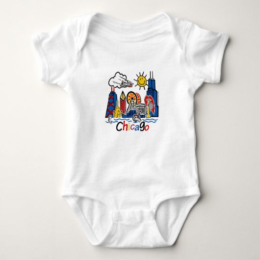 Niedlich Kids Chicago Skyline Baby Strampler (Vorderseite)