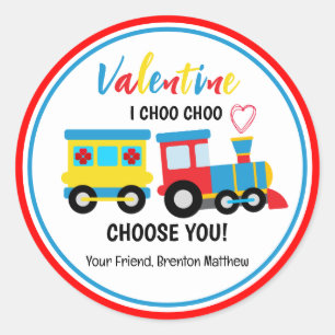 Niedlich Kids Choo-Choo Bahn Valentinstag Runder Aufkleber