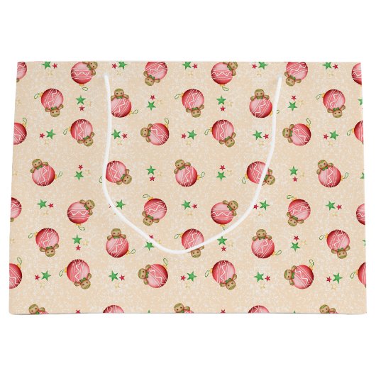 Niedlich Kids Christmas Gingerbread Mann Keks Große Geschenktüte (Vorderseite)