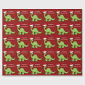 Niedlich Kids Christmas Red Dinosaurier Custom Geschenkpapier (Flach)