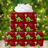 Niedlich Kids Christmas Red Dinosaurier Custom Geschenkpapier