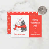 Niedlich Kids Cids Meow Cat Valentinstag Red Mitteilungskarte (Vorderseite/Rückseite Beispiel)
