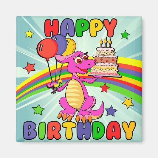 Niedlich Kids Dinosaurier Geburtstag Magnet (Vorne)