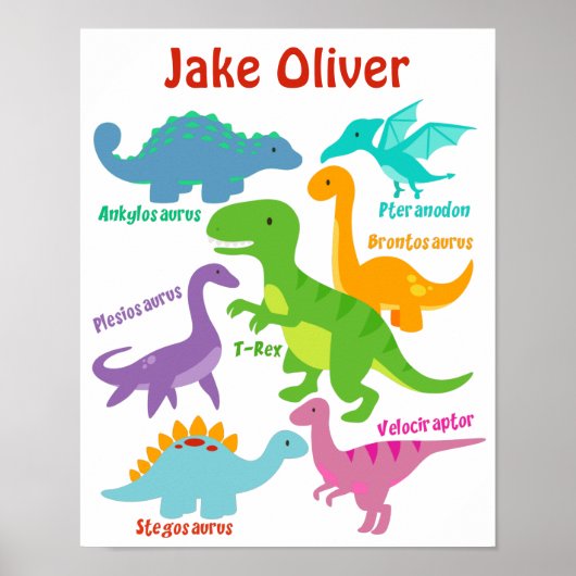 Niedlich Kids Dinosaurier Kinderzimmer Poster (Vorne)