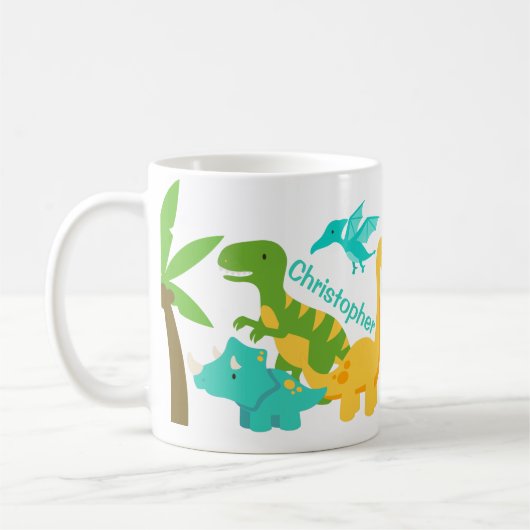 Niedlich Kids Dinosaurier Personalisiert Kaffeetasse (Links)