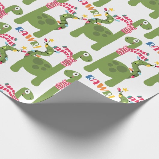 Niedlich Kids Dinosaurier Weihnachtswrapping Paper Geschenkpapier (Ecke)