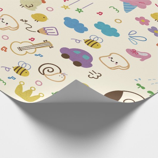 Niedlich Kids Doodle Muster Geschenkpapier (Ecke)
