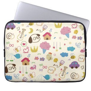 Niedlich Kids Doodle Muster Laptopschutzhülle