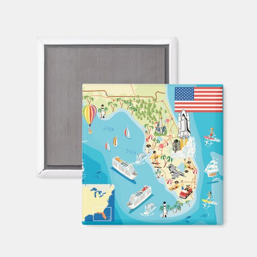 Niedlich Kids Florida Map Magnet (Vorderseite/Rückseite)