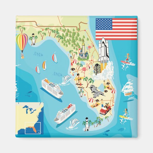 Niedlich Kids Florida Map Magnet (Vorne)