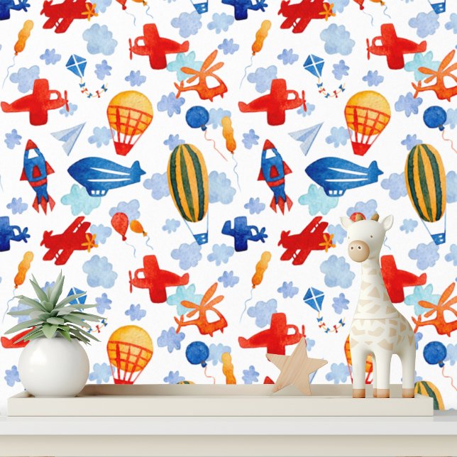 Niedlich Kids Flugzeug Hubschrauber Balloons Muste Tapete (Von Creator hochgeladen)