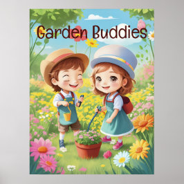 Niedlich Kids Gartenspass & Genuss AI Generativ Poster