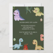 Niedlich Kids Green Dino Geburtstagspartei Einladung (Rückseite)