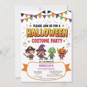 Niedlich Kids Halloween Costume Party Einladung Ca