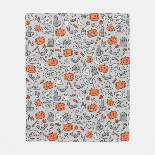 Niedlich Kids Halloween Doodle-Muster Fleecedecke (Vorderseite)