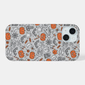 Niedlich Kids Halloween Doodle-Muster iPhone 15 Hülle (Rückseite (Horizontal))