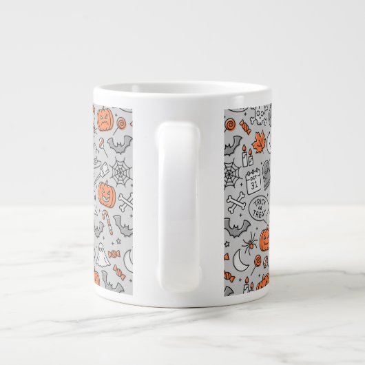 Niedlich Kids Halloween Doodle-Muster Jumbo-Tasse (Rückseite)