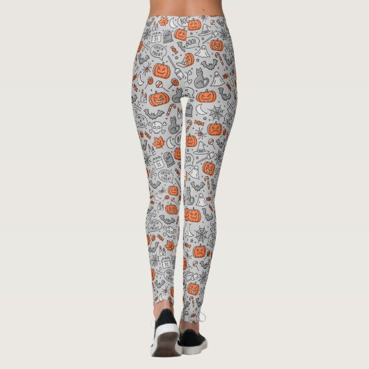 Niedlich Kids Halloween Doodle-Muster Leggings (Rückseite)