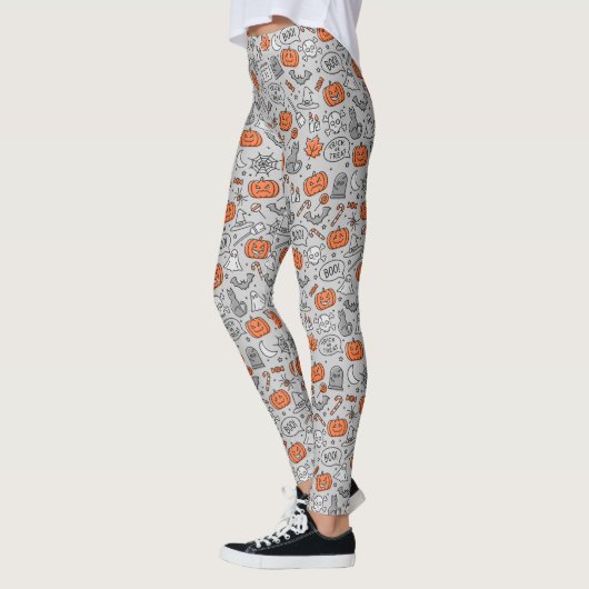 Niedlich Kids Halloween Doodle-Muster Leggings (Links)