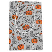 Niedlich Kids Halloween Doodle-Muster Mittlere Geschenktüte (Vorderseite)