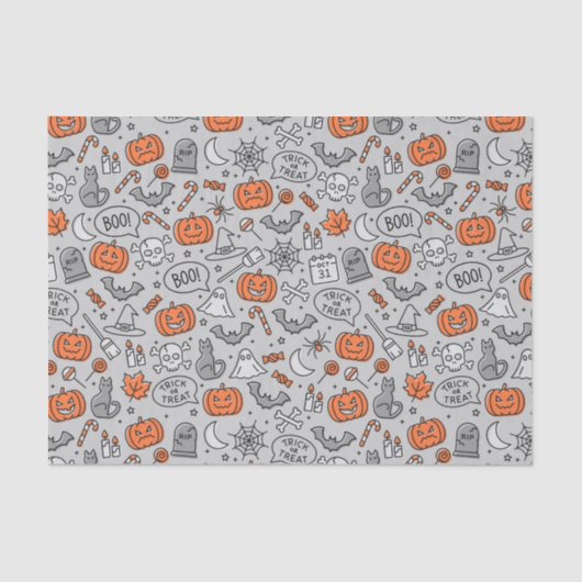 Niedlich Kids Halloween Doodle-Muster Seidenpapier (Vorderseite)