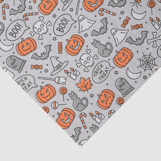 Niedlich Kids Halloween Doodle-Muster Seidenpapier (Ausschnitt)