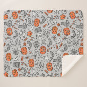 Niedlich Kids Halloween Doodle-Muster Sherpadecke (Vorderseite (Horizontal))