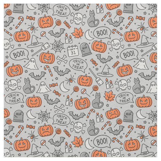 Niedlich Kids Halloween Doodle-Muster Stoff (Nahaufnahme)