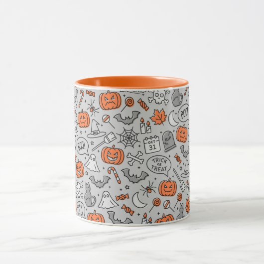 Niedlich Kids Halloween Doodle-Muster Tasse (Zentrum)