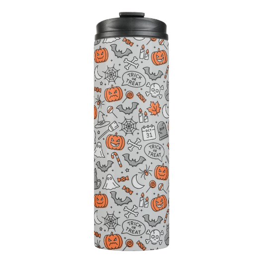 Niedlich Kids Halloween Doodle-Muster Thermosbecher (Vorderseite)