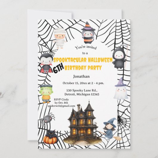 Niedlich Kids Halloween Einladung (Vorderseite)