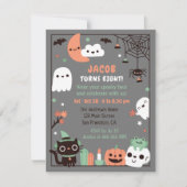 Niedlich Kids Halloween Geburtstagsparty Grau Einladung (Vorderseite)