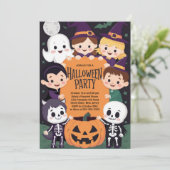 Niedlich Kids Halloween Kostümbildsche Party Einla Einladung (Stehend Vorderseite)
